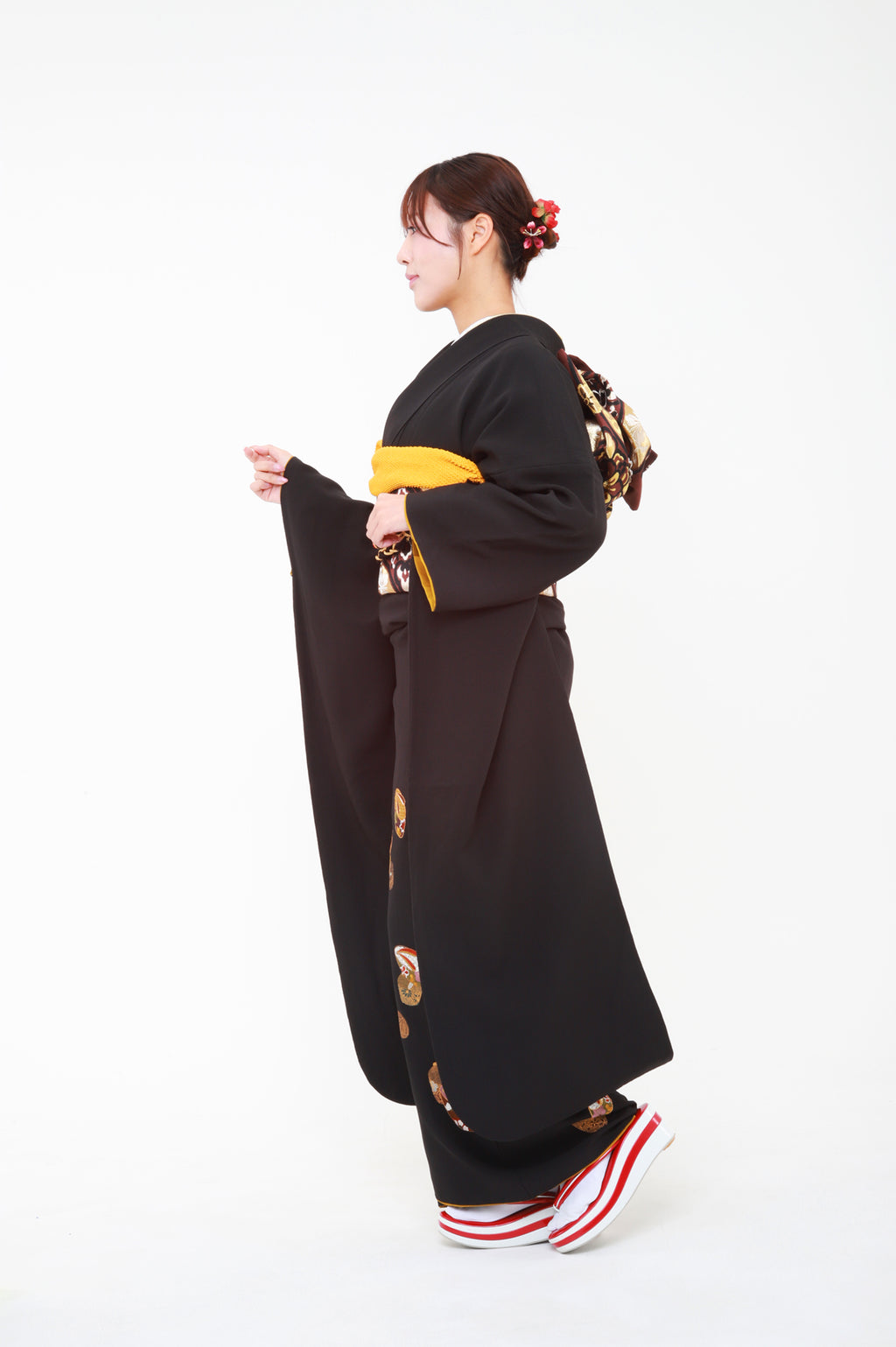 振袖 黒 ぽっくり 刺繍 セット
