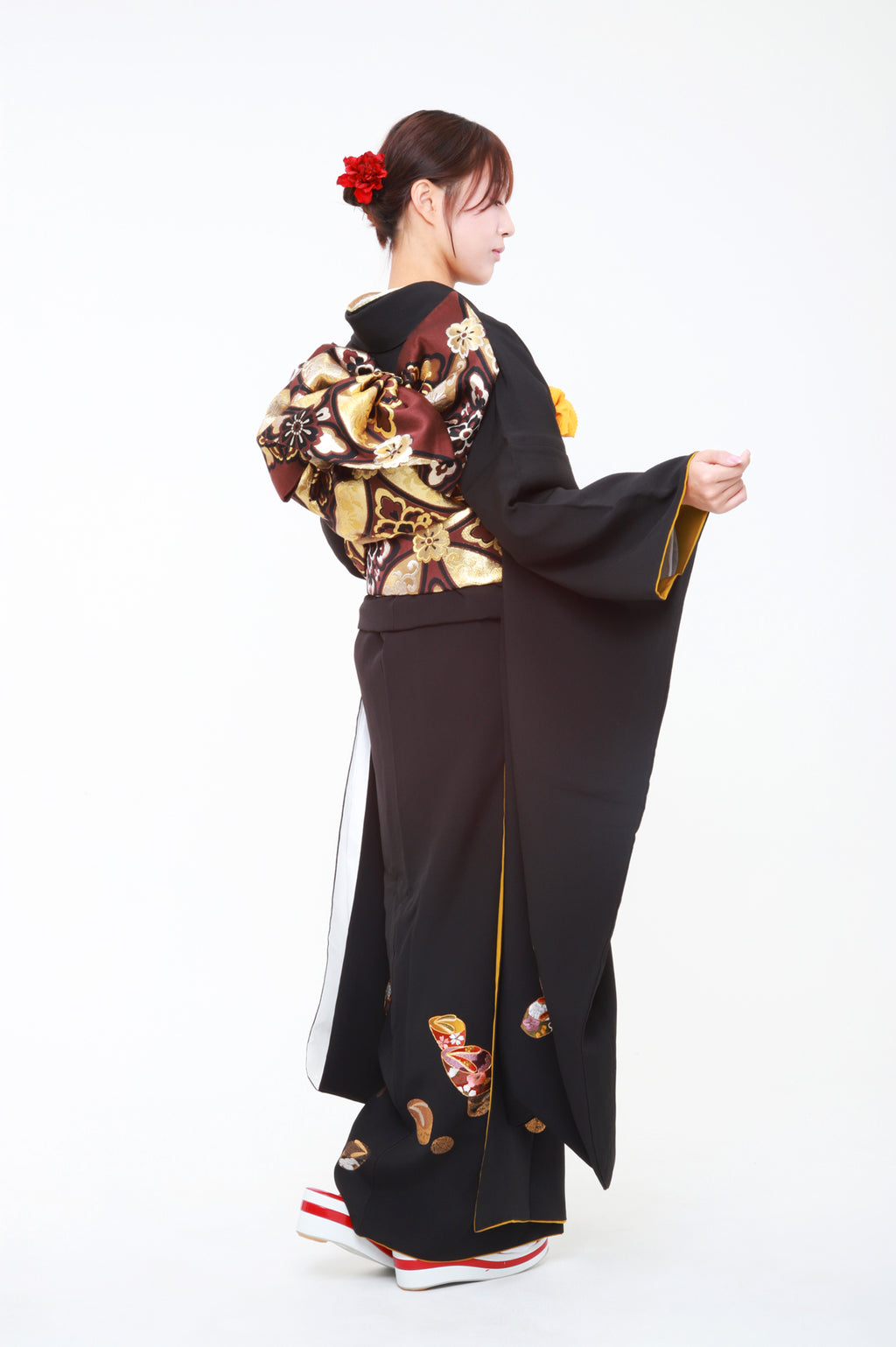 振袖 黒 ぽっくり 刺繍 セット